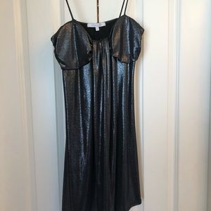 Spaghetti strap metallic mini dress